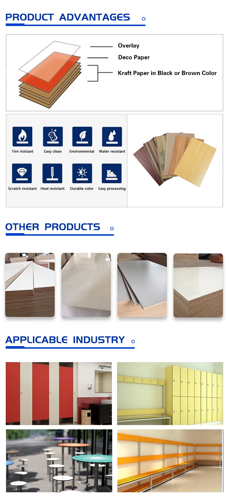 Chinese Suppliers Gloss Laminated 16mm Cabinet Plywod HPL Plywood